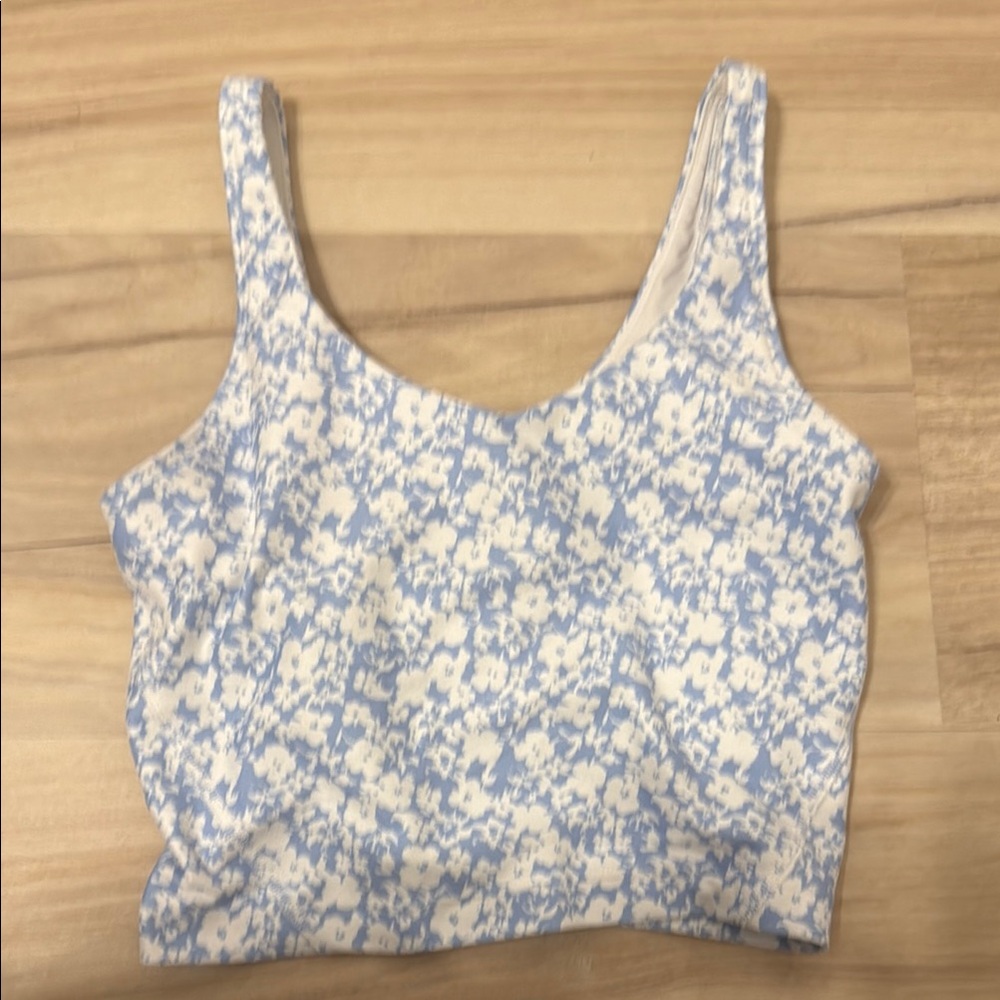 Gilly Hicks Blue and White Fitted Crop Tank Top